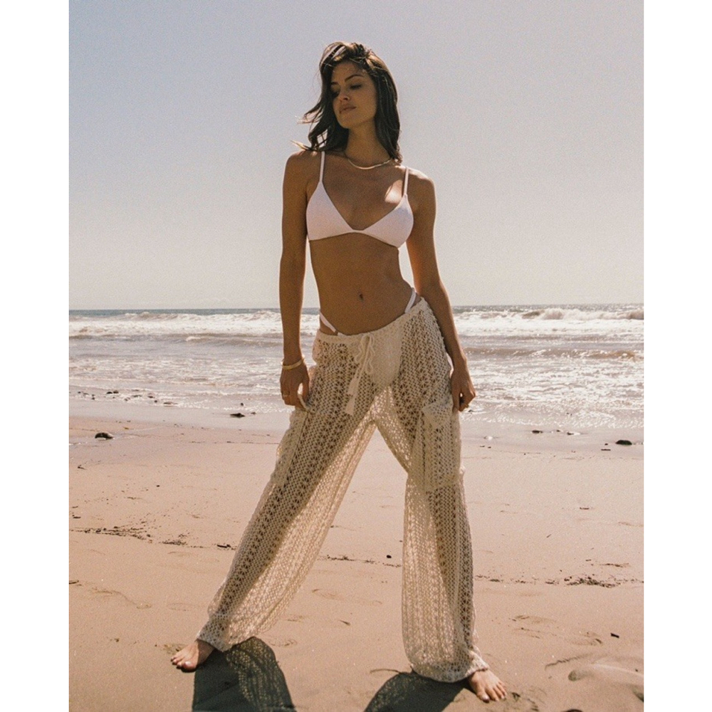 Nwt L*Space X Anthropologie Sundown Cargo Pant Wide Leg Ibiza Crotchet Cover Up